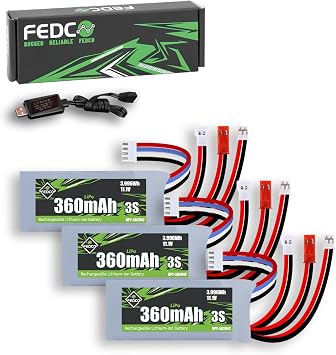 3S Lipo Battery 11.1V 360mAh Various Plugs Rechargeable RC Battery