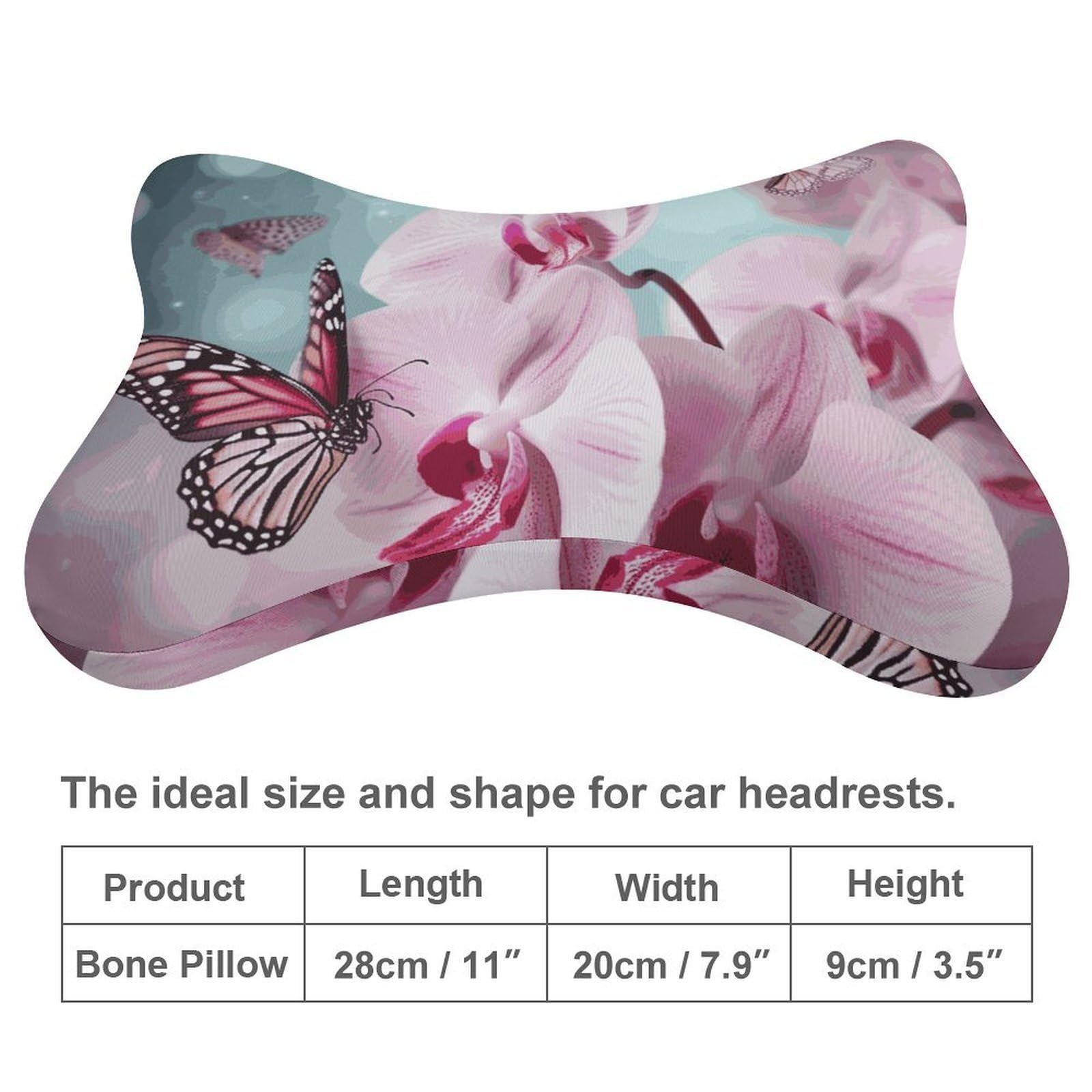Almohada de primavera suave y fresca con diseño de orquídea, núcleo de almohada de espuma viscoelástica, cojín que proporciona apoyo para el cuello, almohadas de coche para viajes y oficinas