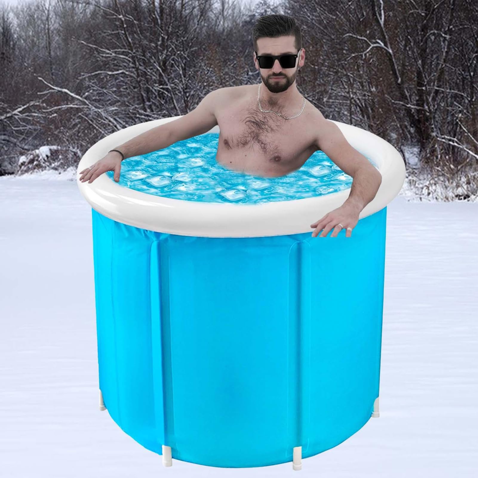 Bañera Inflable con Bomba de Aire y Cesta Portátil Incluida | Ducha Spa de Pie para Interior para Adultos y Niños Baño Gimnasio Interior Exterior Hogar Viajes SPA Camping
