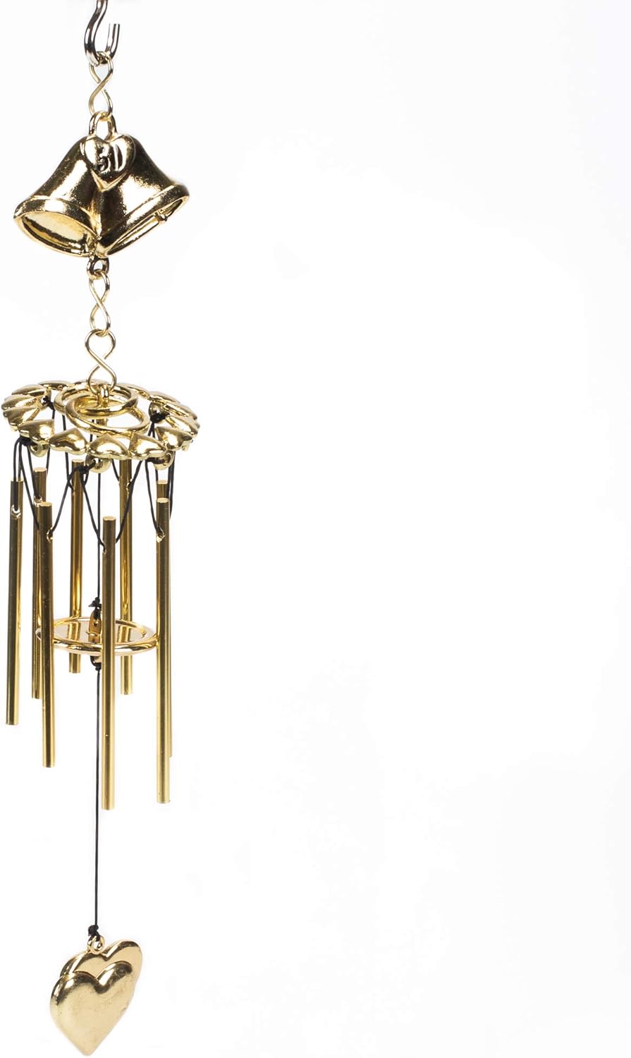 Card It Happy 50th Anniversary Heart Gold Tone 12 Inch Metal Outdoor Garden Wind Chime and Poem Gift Set