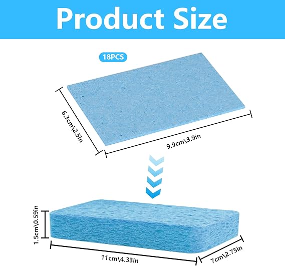 Cleaning Sponges, 18 Pcs, Cellulose, Universal, Kitchen