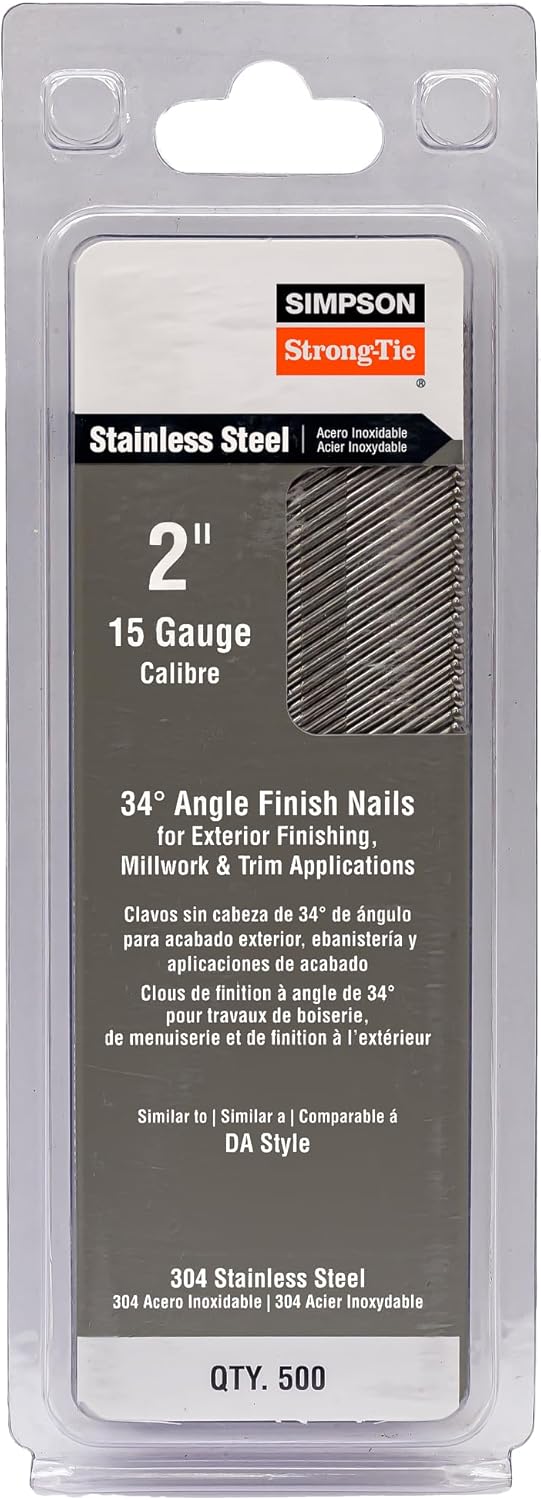 Simpson Strong Tie S15N200SFB 2-Inch 15 Gauge Da Style Similar to Senco and Hitachi Style In 304 Stainless Steel, 500 Per Box