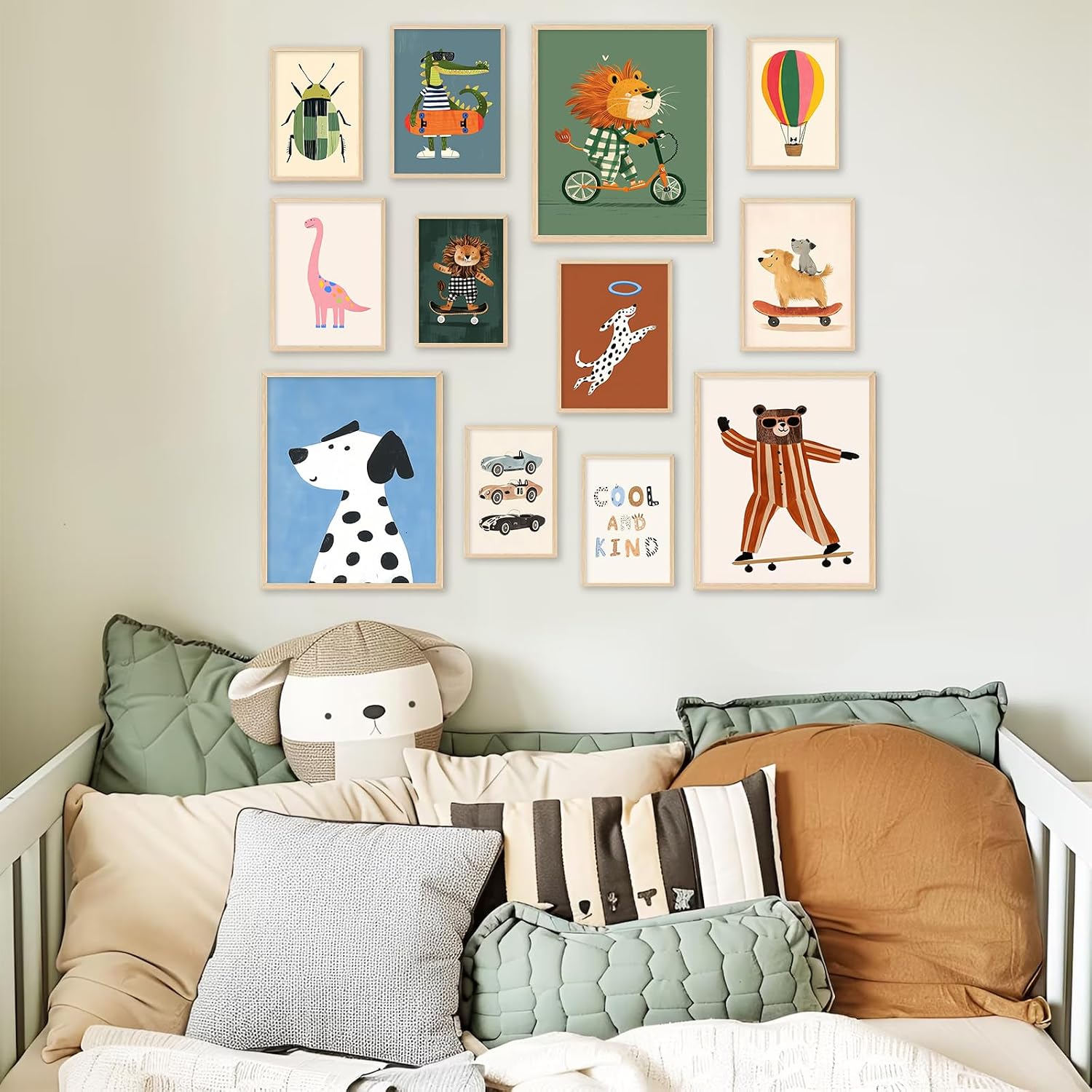 Aroutde 12Pcs Cartoon Animal Canvas Wall Decor Nursery Room Playful Animals Prints Modern Artwork for Kids Room Playroom Decor (Unframed) image 5