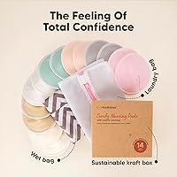 Vista 8 de Almohadillas de lactancia orgánicas, 14 almohadillas lavables para lactancia materna, bolsa de lavado, viscosa derivada de bambú, fundas