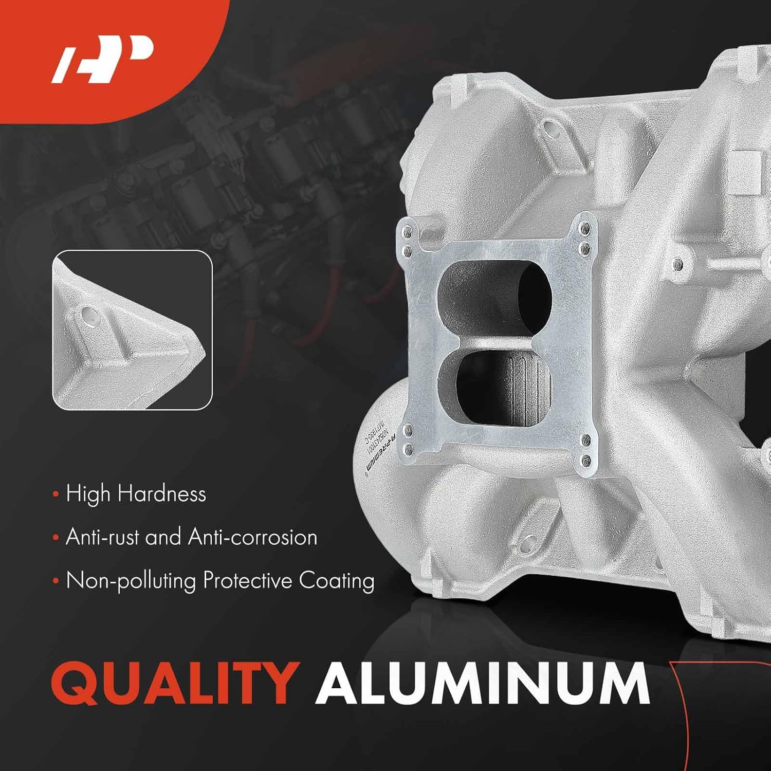 A-Premium Intake Manifold Replacement for Mopar 413-426-440 Big-Block, Aluminum, Satin Finish, Dual Plane, V8