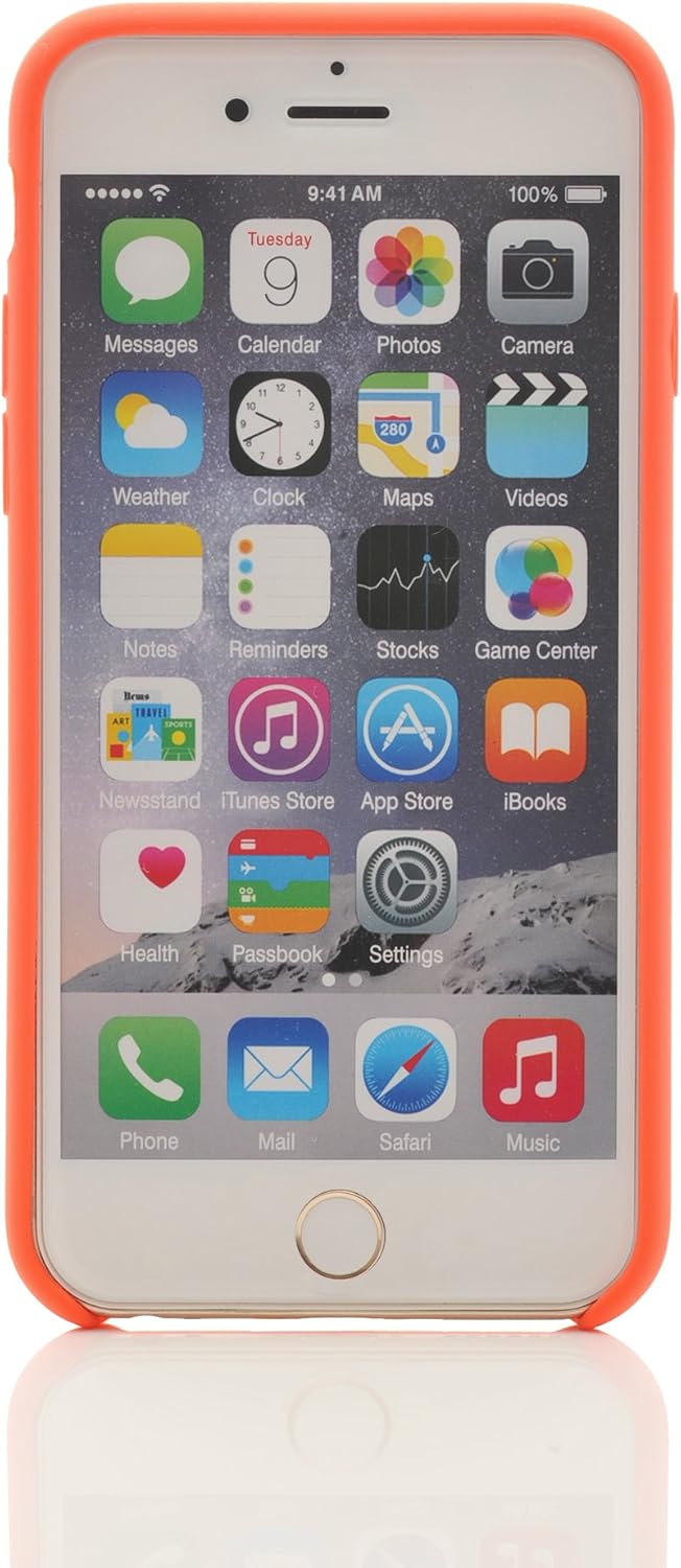 iProtect Rubberized Plain Color Design Matte Phone Cases - Silicone Protective Bumper Case for Apple iPhone 6 and 6s (4.7 Inch) in Salmon Orange