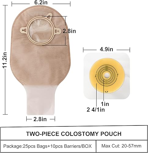 Miniatura 4 de VLOOKUP 35 bolsas de colostomía, suministros de ostomía, bolsas drenables de dos piezas con cierre de abrazadera para el cuidado del estoma de