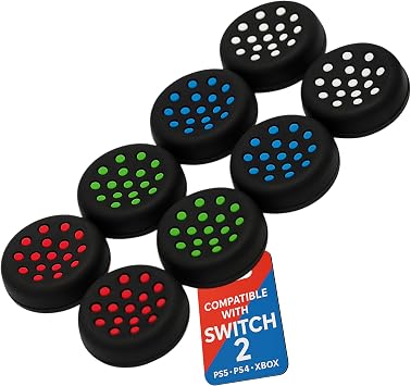 MatoSan Thumbstick Grip Caps for Switch 2 Silicone Joystick Covers Compatible with Switch 2 Controllers Ergonomic Non-Slip Thumb Grips for Precise Control Joysticks Version 9