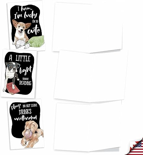 Vista 3 de NobleWorks, Juego de 10 tarjetas de felicitación para cachorros adorables en blanco, paquete variado para todas las ocasiones, agradecimiento