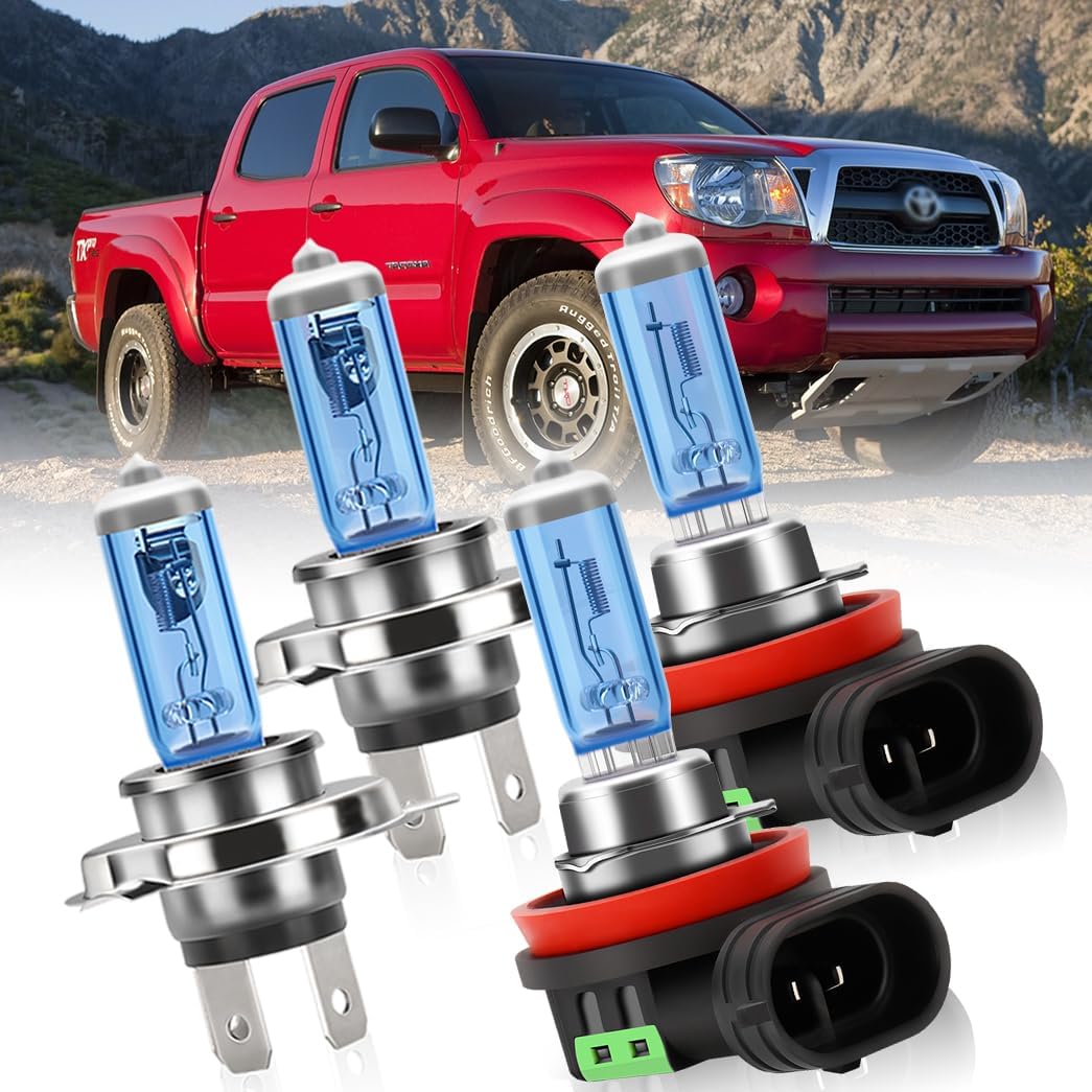 Headlights Fit for Toyota Tacoma 2012-2015 Halogen Headlight Bulbs,9003/H4/HB2 High/Low Beam + h11 Fog Light Headlight Bulbs,Plug And Play,Pack of 4