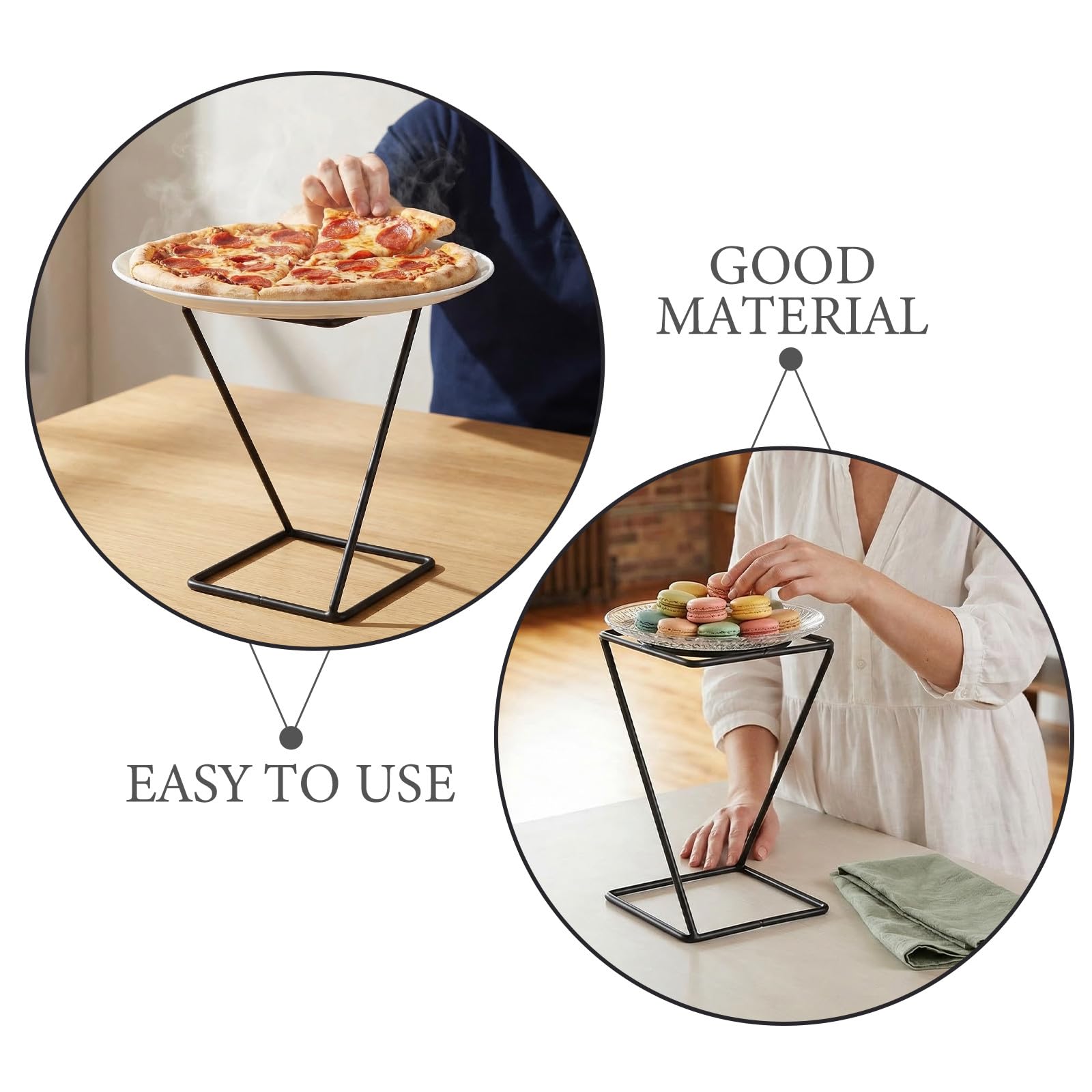2 supporti in metallo per pizza da tavolo - Supporto in metallo per esposizione alimenti - Alzata per vassoio da portata per buffet di feste di matrimonio