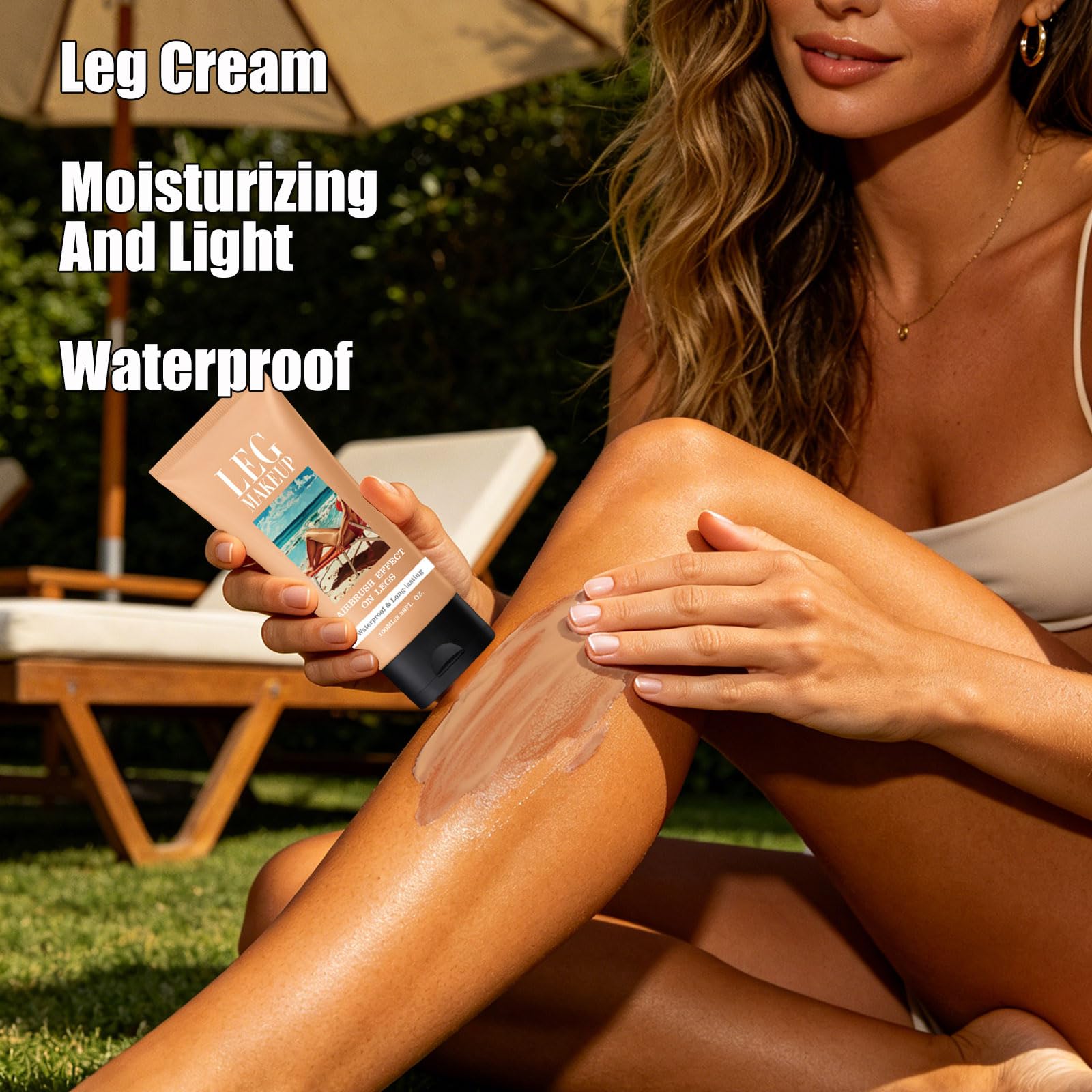 Fond de Teint Jambes Waterproof Leg Makeup with Brush Body Coverage Perfector Long-Lasting Sweat-Proof Coverage Concealer (#2)