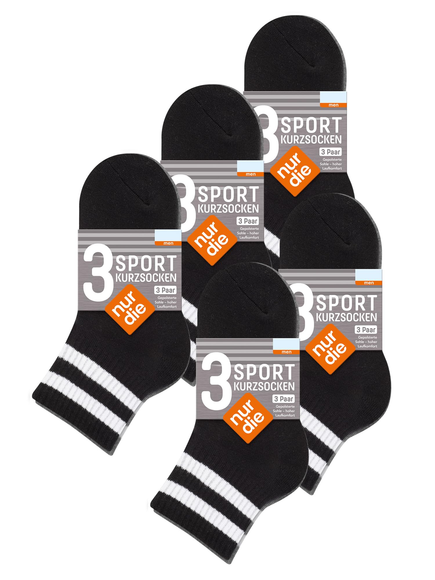 NUR DIE Herren Sportsocken 15-Pack Short Track - weiß Größe