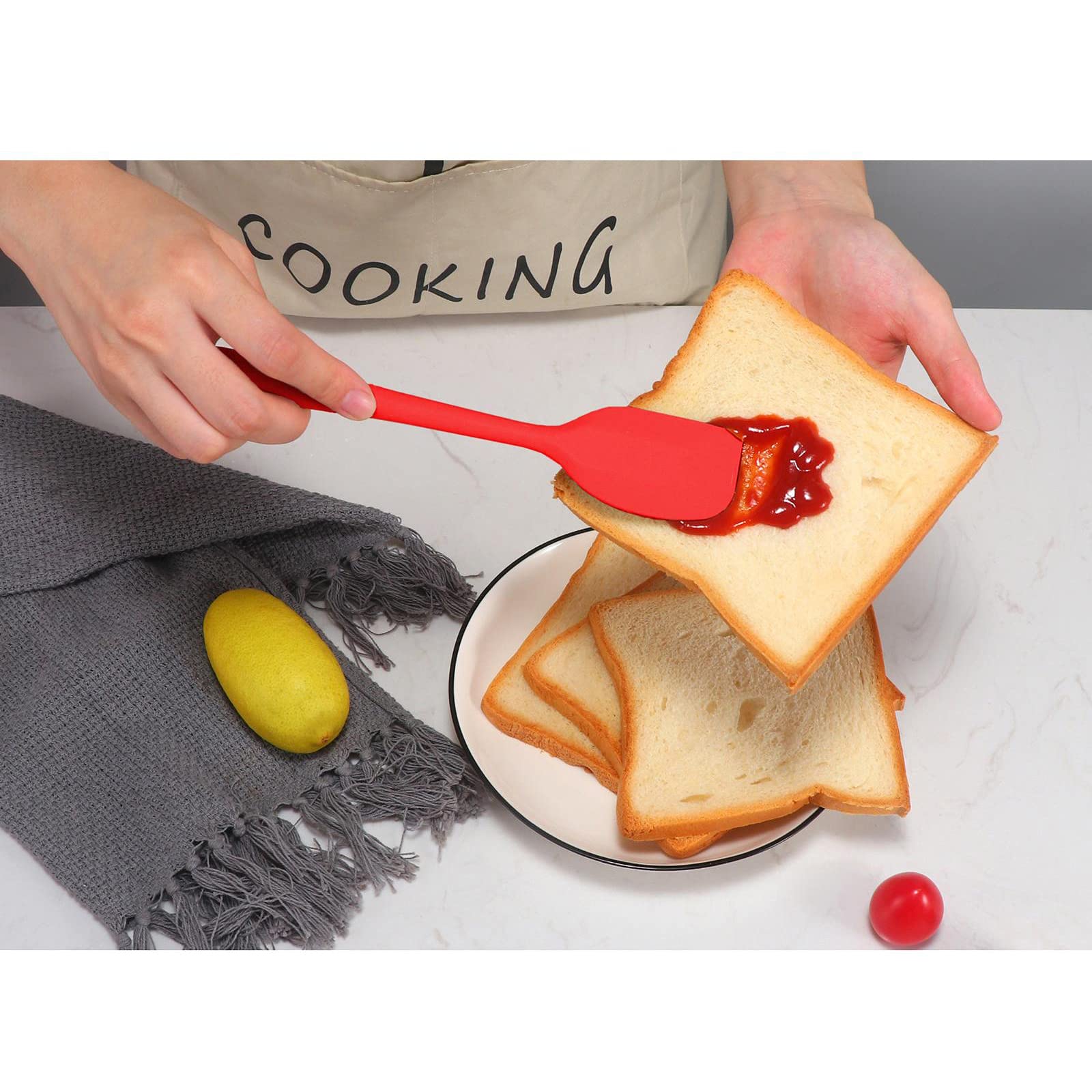 Set 2 Spatole In Silicone Per Cucina - Senza BPA, Antiaderenti, 32.5 Cm, Nero E Rosso - Foto 10