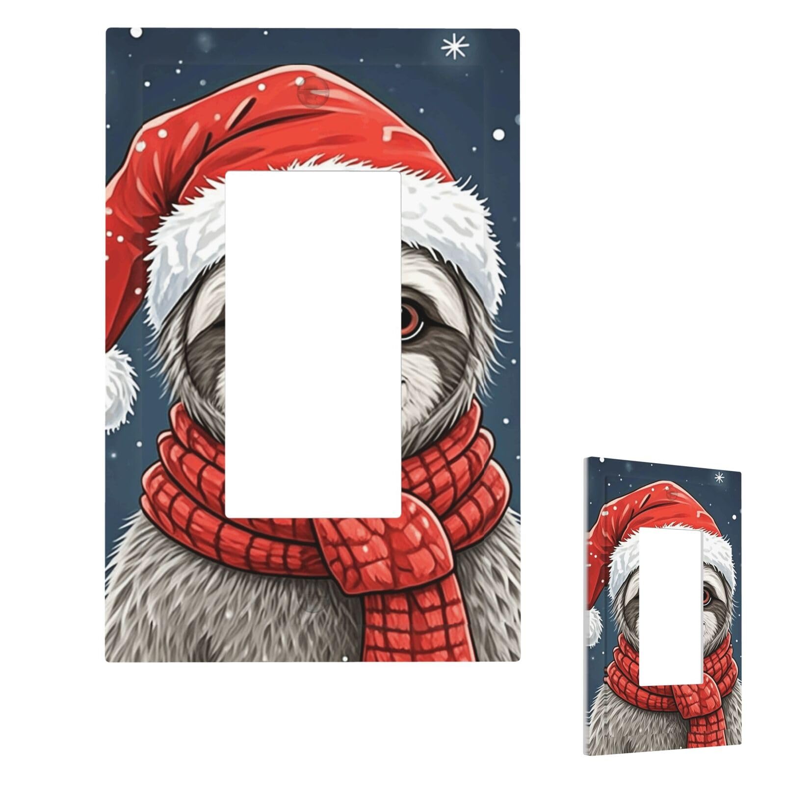 Fekiloot 1 Gang Christmas Sloth Wall Plate Cover Modern Decorative Light Switch Cover Unbreakable Receptacle Outlet Covers For Living Room Bedroom Home Decor