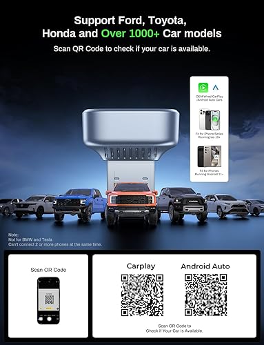 Miniatura 2 de Adaptador CarPlay inalámbrico 2 en 1 compatible con Apple CarPlay y Android Auto, mini Bluetooth USB A y USB C Dongle Convertir con cable a