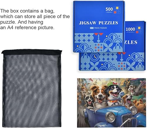 Miniatura 7 de Cute Dog Racing Jigsaw Puzzles 500 Pieces for Adults,Learning Educational Puzzles,Difficult and Challenge Families Toys with Mesh Storage Bag 2012210