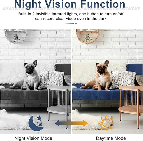 Miniatura 2 de WOTCHA Cámara de seguridad para el hogar 1080P HD Nanny Cam con visión nocturna sin WiFi Mini cámara de vigilancia portátil para viajes deportivos