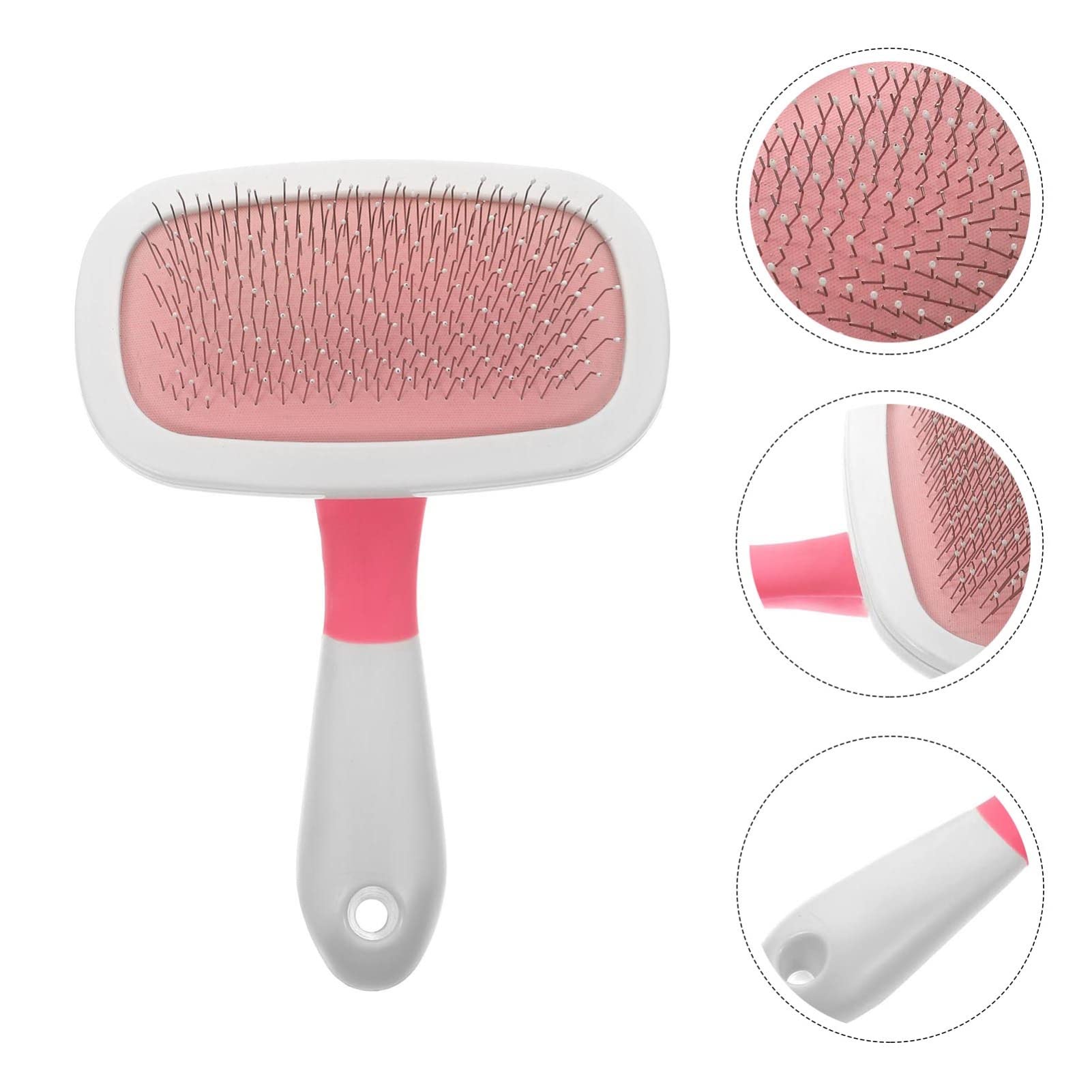 ULTECHNOVO 3piezas Cepillo De Masaje Para Mascotas Punta Protectora Herramienta De Aseo Para Perros Gatos Peine Para Eliminar Pelo Suelto Enredos Grande Color Rosa