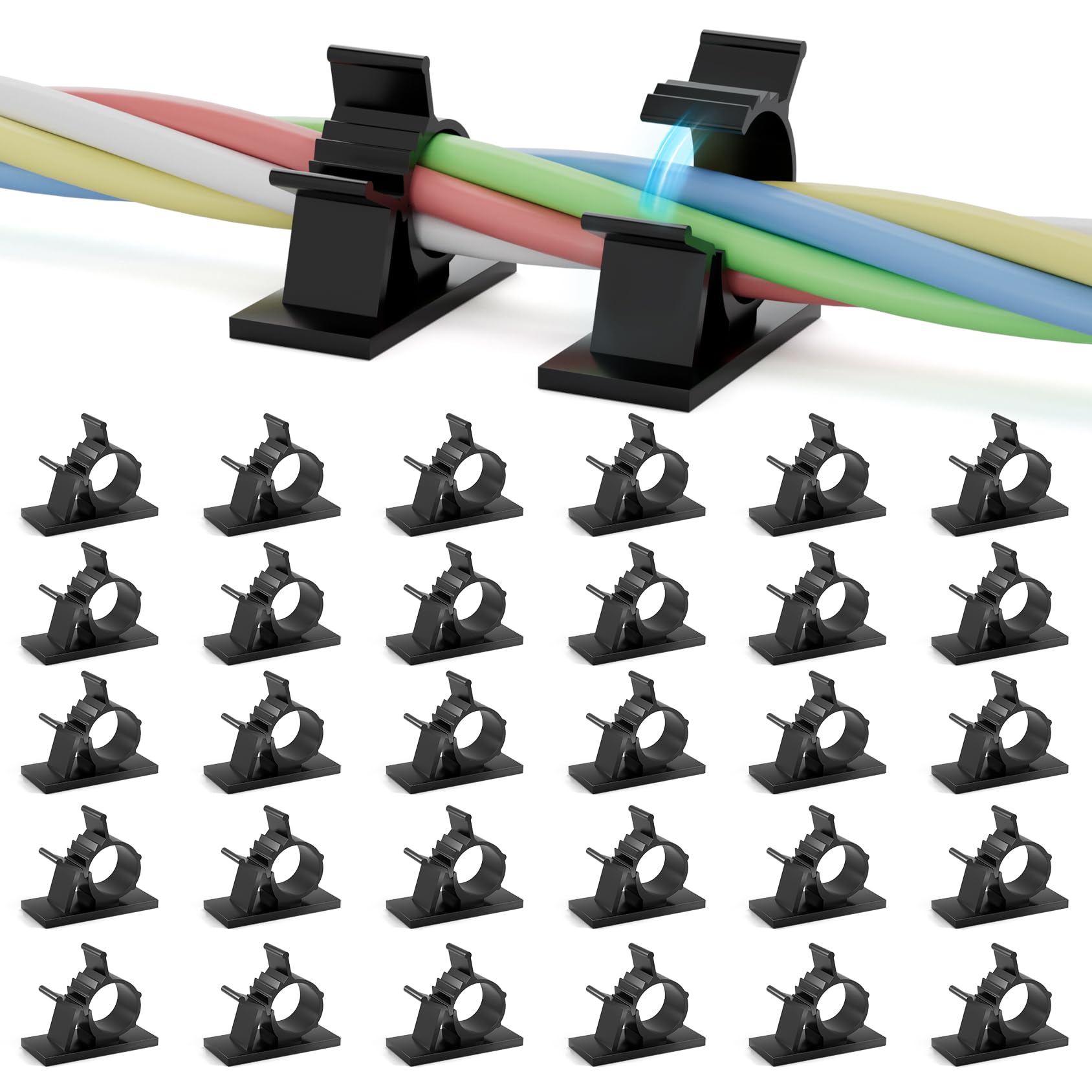 Viaky 30Pcs Adhesive Cable Clips Translucent Wire Organize Cables Holder — Amazon image 7