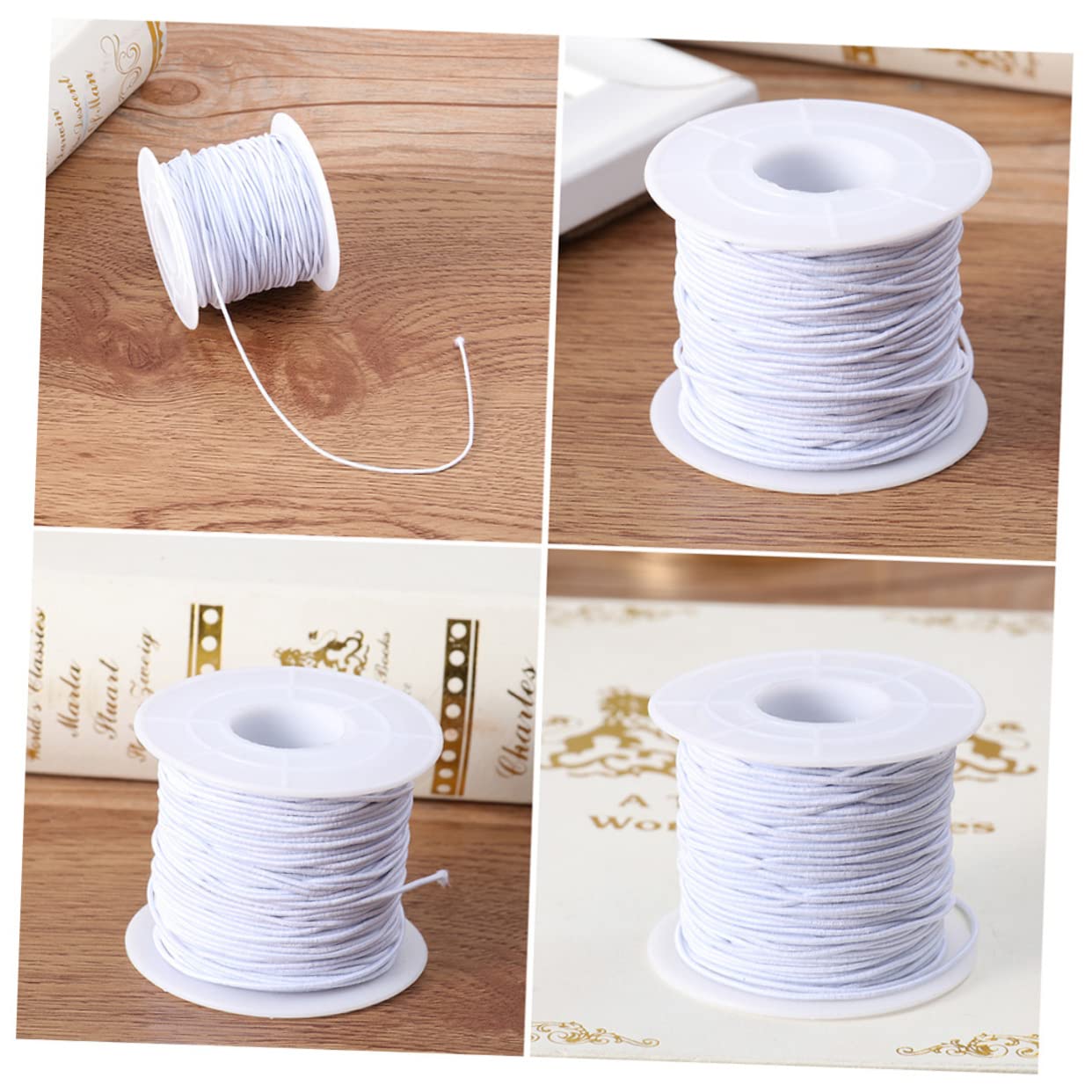 HOMSFOU 2 Sätze Elastisches Schmuckband Für Armbänder Und Für DIY Schmuckprojekte Party Dekoration Und Bastelarbeiten Schwarz Und Weiß 2 Rollen * 2