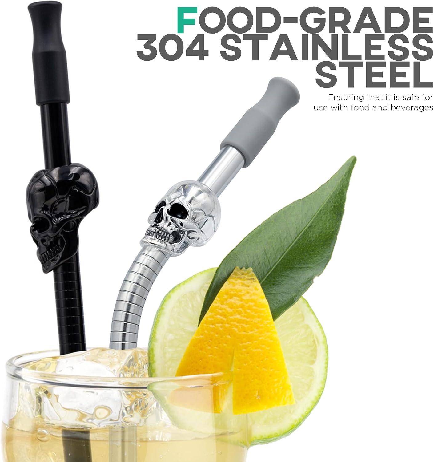 Homestia 4 Pack Reusable Metal Straws, 10.5'' Long Stainless Steel Straws