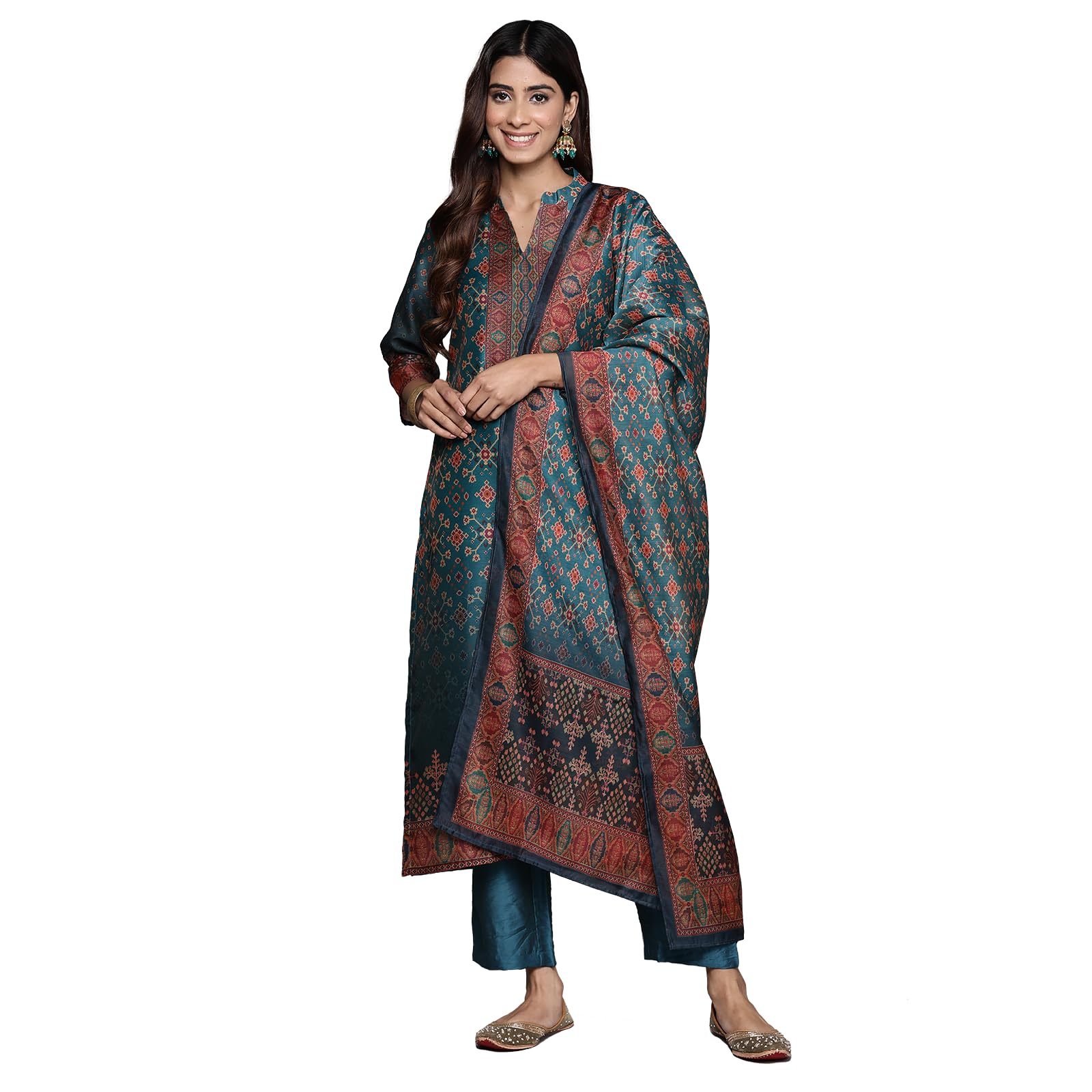 Varanga Mustard Printed Dress With Floral Embroidery On Sleeves  Stylish & Elegant Casual Dress For Women