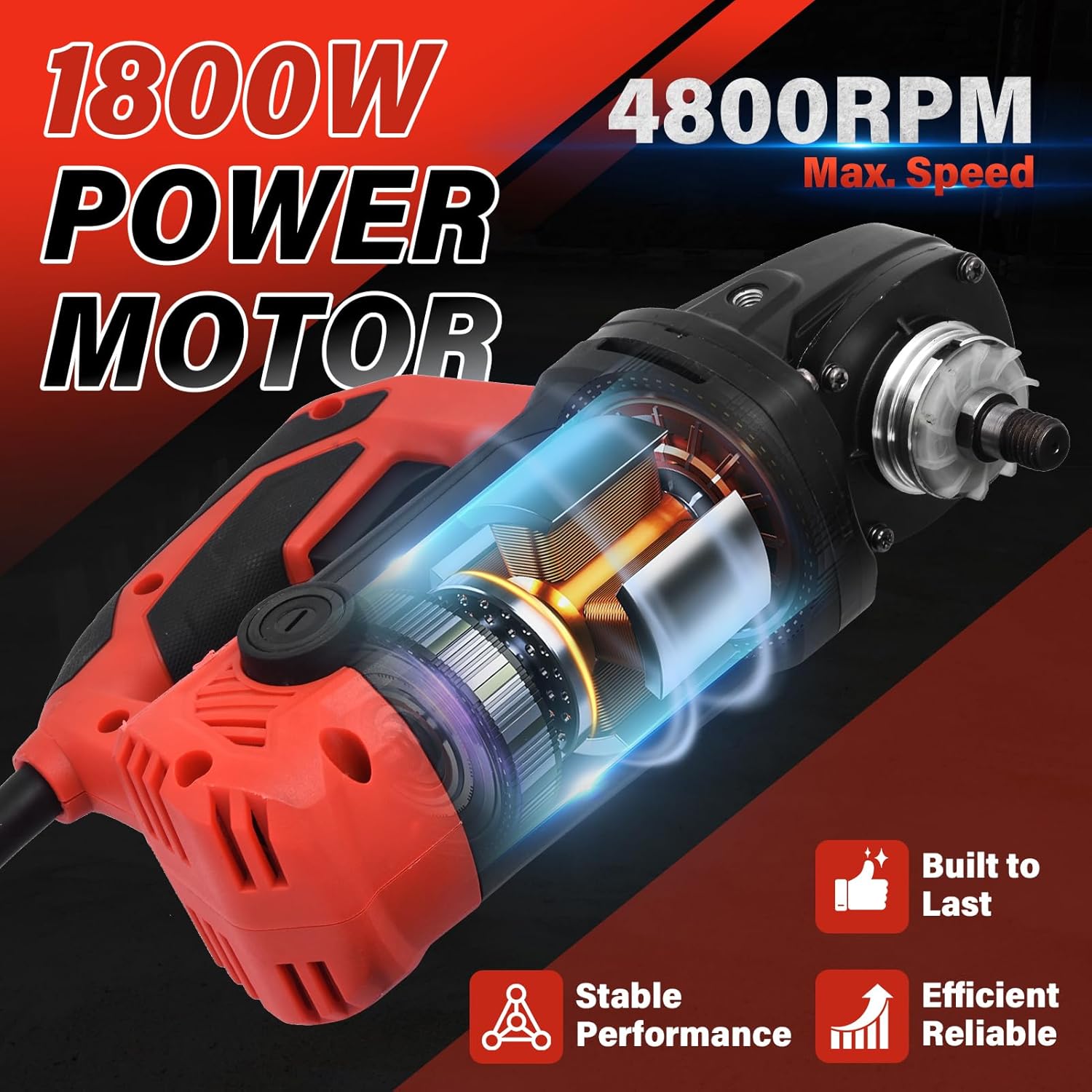 Concrete Grinder Machine - 2200W Angle Grinder Kit With Dust Shroud, 6-Speed Settings, 90° Grinding, Double Handle Design (1 Grinding Wheel & Putty Plate & Flocking Sandpaper & Sticky Plate)