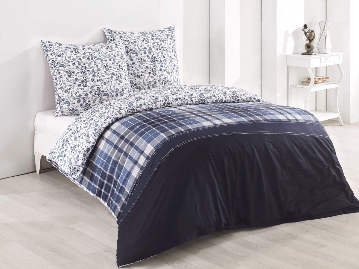 Buymax Bettwäsche Set aus 100% Baumwolle Renforcé, Streifen & Moderne Muster, mit Reißverschluss, Oeko-TEX Standard 100, Verschiedene Größen