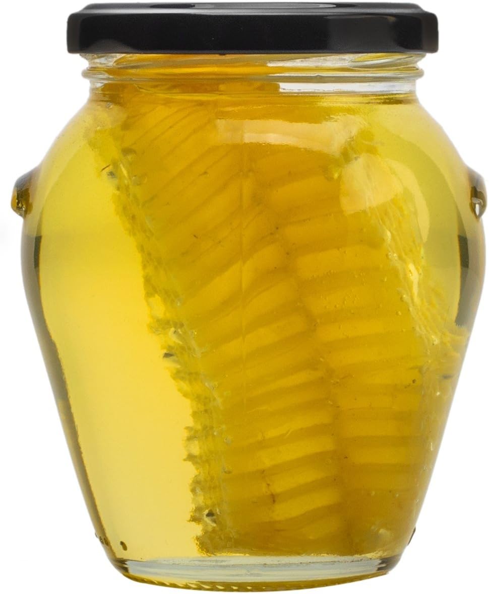 Honeycomb Honey Acacia - Bespoke Artisan Honey - RAW Natural Acacia Honey with Acacia Honeycomb – 100% Pure Raw Honey and Honey Comb – Light Floral Taste - Healthy & Delicious 400 g Glass Jar