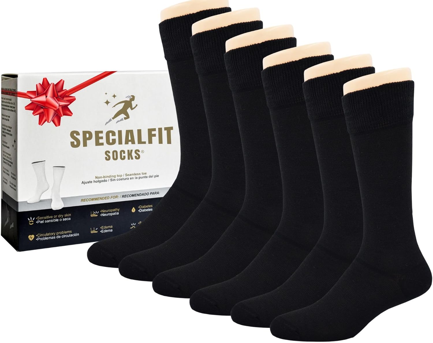 Diabetic Socks for men, Soft and Comfortable, Non binding cotton socks, Stretchy - Premium Diabetes care, Size 11-15,6 pairs
