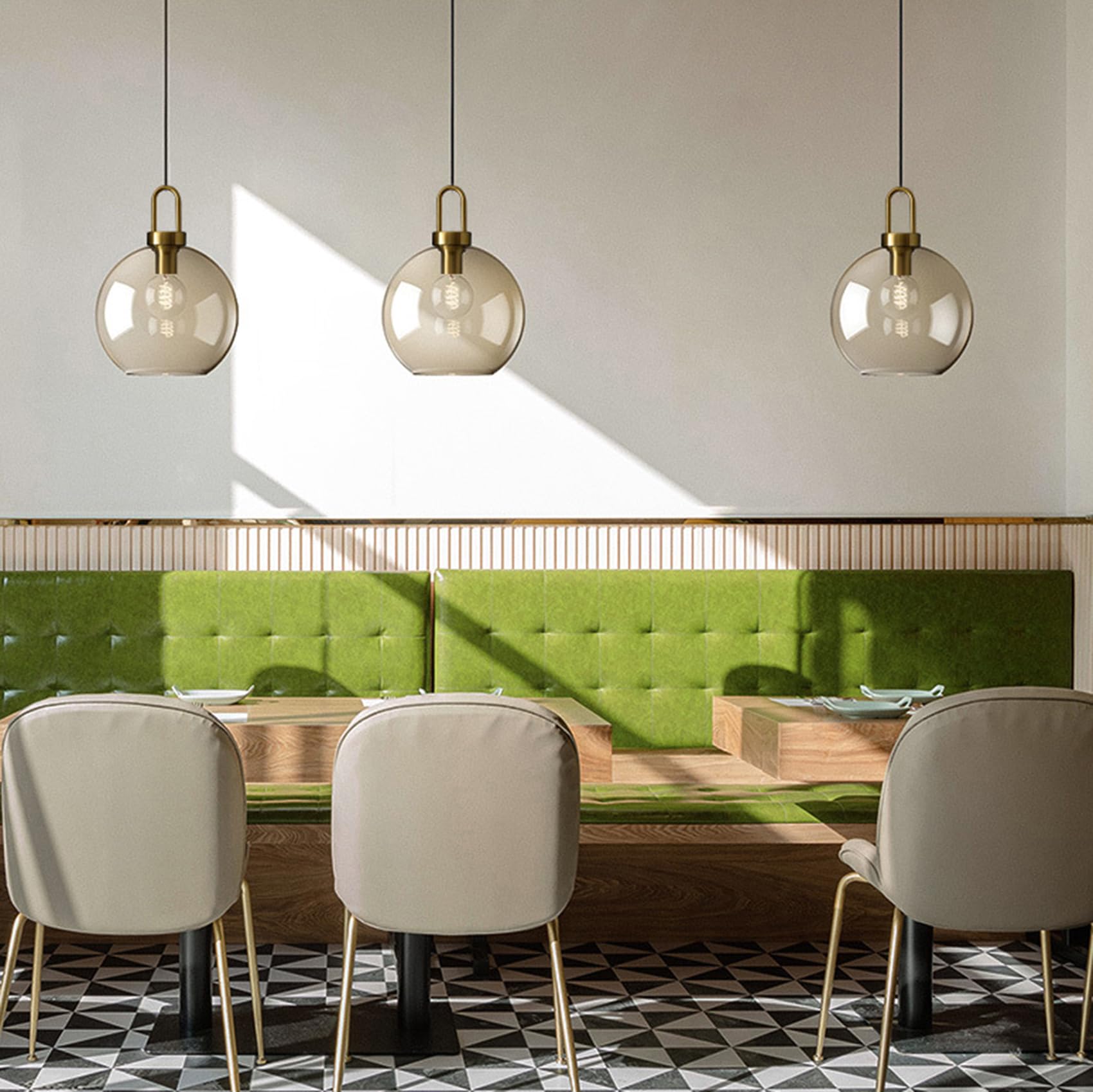 EKSED Glazen hanglamp, messing, gouden fitting met schakelaar, hanglamp, plafondlamp voor keukeneiland (groen