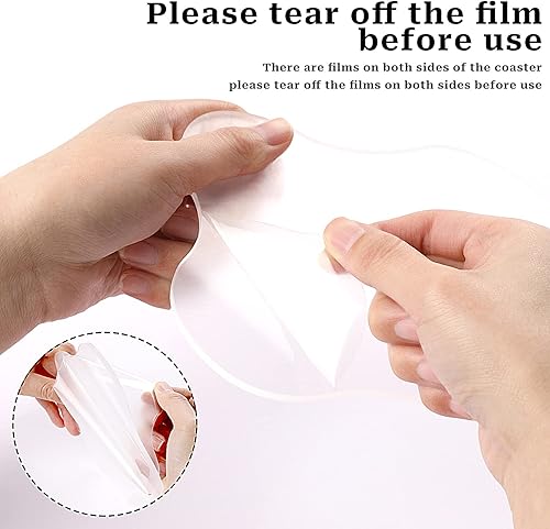 Miniatura 2 de Posavasos de acrílico, posavasos transparentes para escritorio, posavasos de acrílico para escritorio, costa irregular transparente, posavasos de