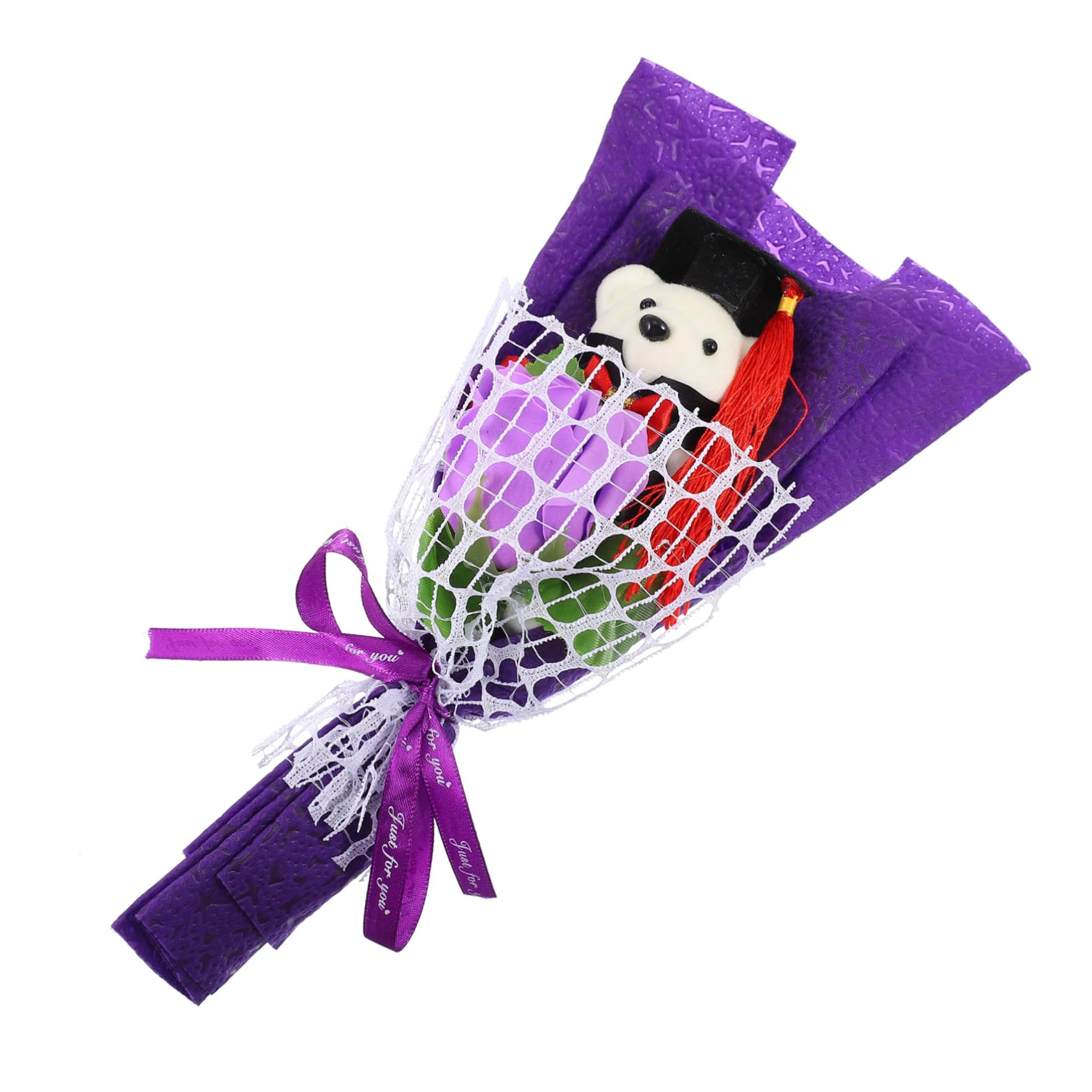 BESPORTBLEBear Bouquet Mama Flowers Decoration Sunflowers Artificial Flowers Moms Graduation Soap Flower Bouquet Unique Graduation Bear Doll Commencement Presents Rose