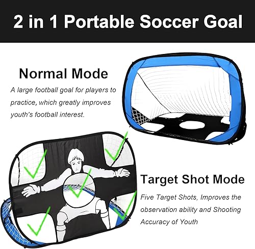 Miniatura 2 de Portería de fútbol para patio trasero, portería de fútbol desplegable de 4 x 3 pies, práctica para jóvenes, equipo de fútbol opcional con portería