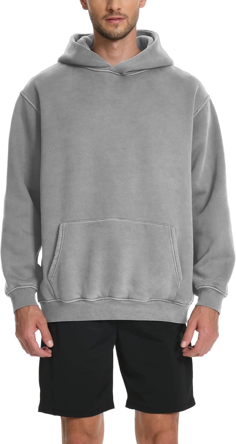 Hatant Hoodies for Men Heavyweight Fleece Sweatshirts Mens Acid Wash Athletic Hoodie Oversized Matching Pullover for Couples - Image 3