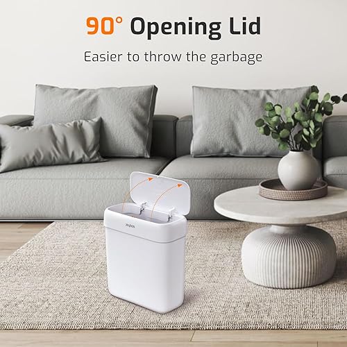 Miniatura 10 de MOPALL Cubo de basura pequeño para baño con tapa, 2.6 galones  10 L, cubo de basura delgado de plástico con tapa desplegable, mini cesta de basura a