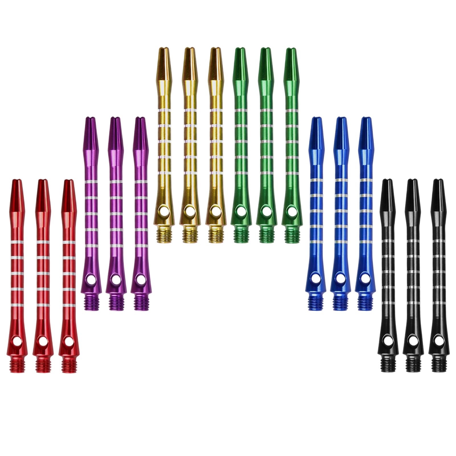 Voltrique 18PCS Aluminium Dart Stems 53mm 2BA Threaded Metal Medium Dart Shafts for Steel and Soft Tip Darts Anti Bend Anti Fall Professional Replacement Throwing Fitting Accessories Multiple Colours