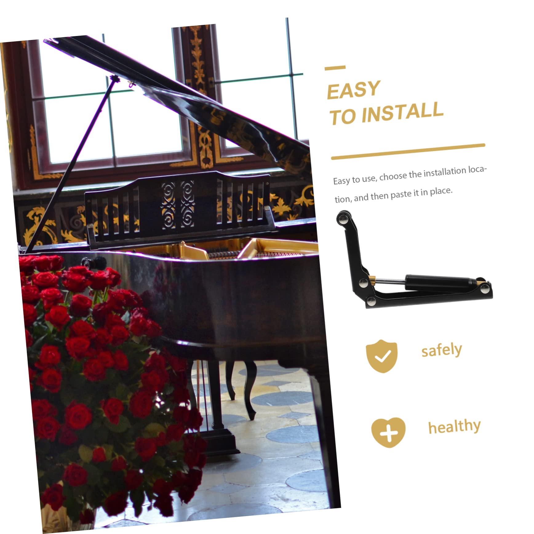 UKCOCO Dispositivo di Rallentamento in Metallo e Gomma ABS Nero per Prevenire Infortuni e Prolungare la Durata per Copertura Tastiera Pianoforte del Copri Pianoforte