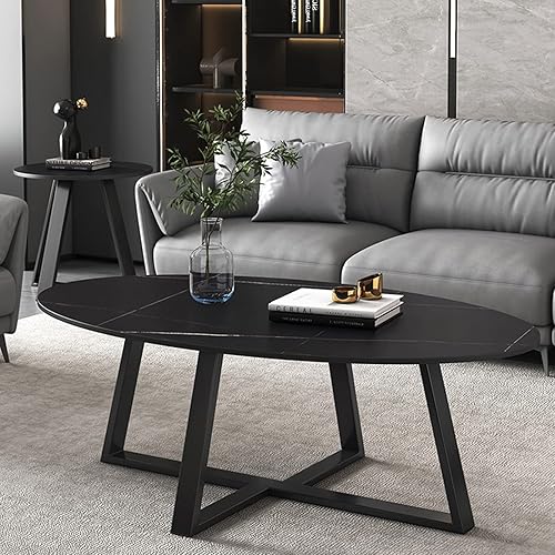 Miniatura 7 de Mesa auxiliar moderna de mediados de siglo, mesa de centro pequeña simple y sólida con mesa de grano de madera maciza y marco de metal resistente,