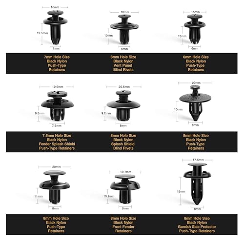 Miniatura 5 de GOOACC Juego de 190 clips de retención de coche y removedor de sujetadores  18 tamaños y aplicaciones más populares  Juego de remaches de pasador