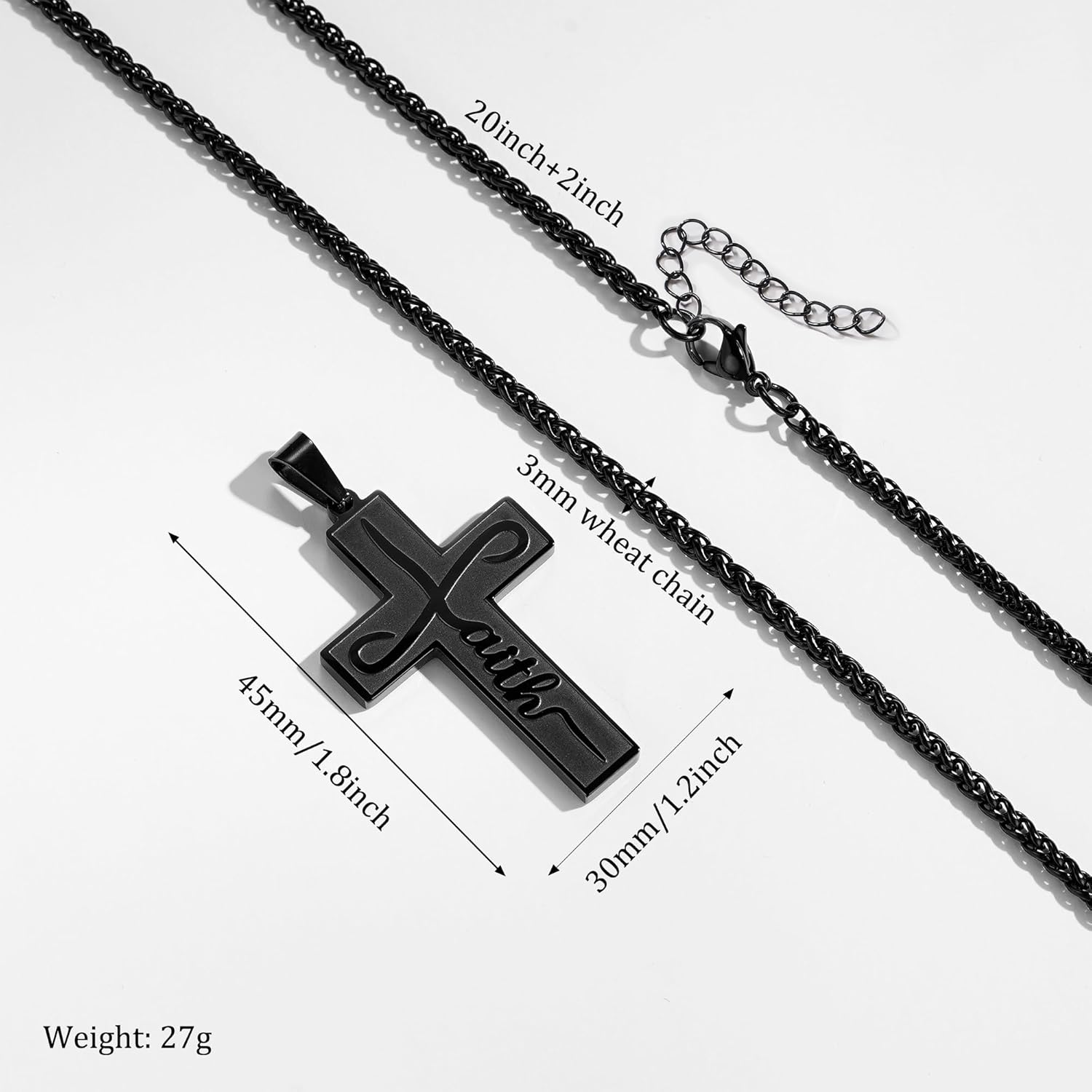 Faith Cross Necklace for Men Boys, Stainless Steel Cross Chain Pendant Necklace, Inspirational Bible Verse Christian Religious Easter Gifts Basket Stuffers - Image 5