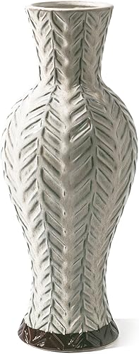 VICTOR & TERESA Jarrón alto para decoración del hogar, jarrones de cerámica grandes de granja para flor, jarrones bohemios decorativos de color