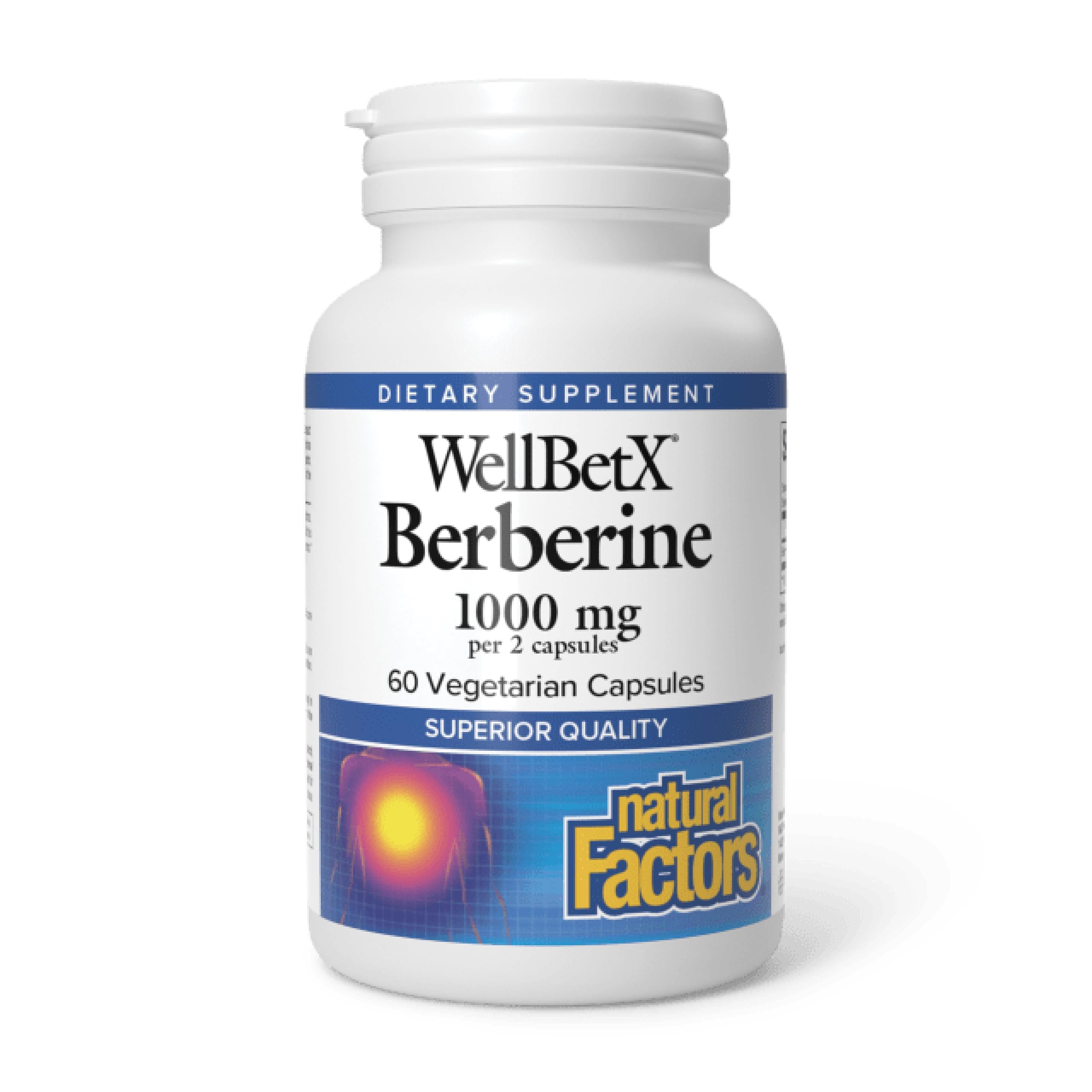 Natural Factors Wellbetx Berberine 500 Mg 60 Veg Capsules, 100 gm
