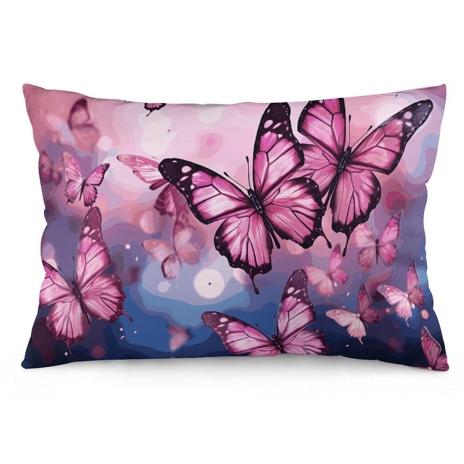 Velvet Pillowcases Standard Size 12 "x20, Ultra Soft Breathable Pillow Cases for Bed, Luxury Cozy Fuzzy Pillow Shams, Lumbar Pillow Cover, Butterflies Cushion Case Home Decor