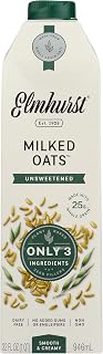 Elmhurst Unsweetened Oat Milk 32 Fl Oz - Pure Plant-Based Dairy-Free Milk Substitute