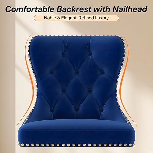 Miniatura 7 de Juego de 2 taburetes de bar, taburetes giratorios de terciopelo con respaldo copetudo, asiento ajustable con ribete de cabezas de clavos, sillas de