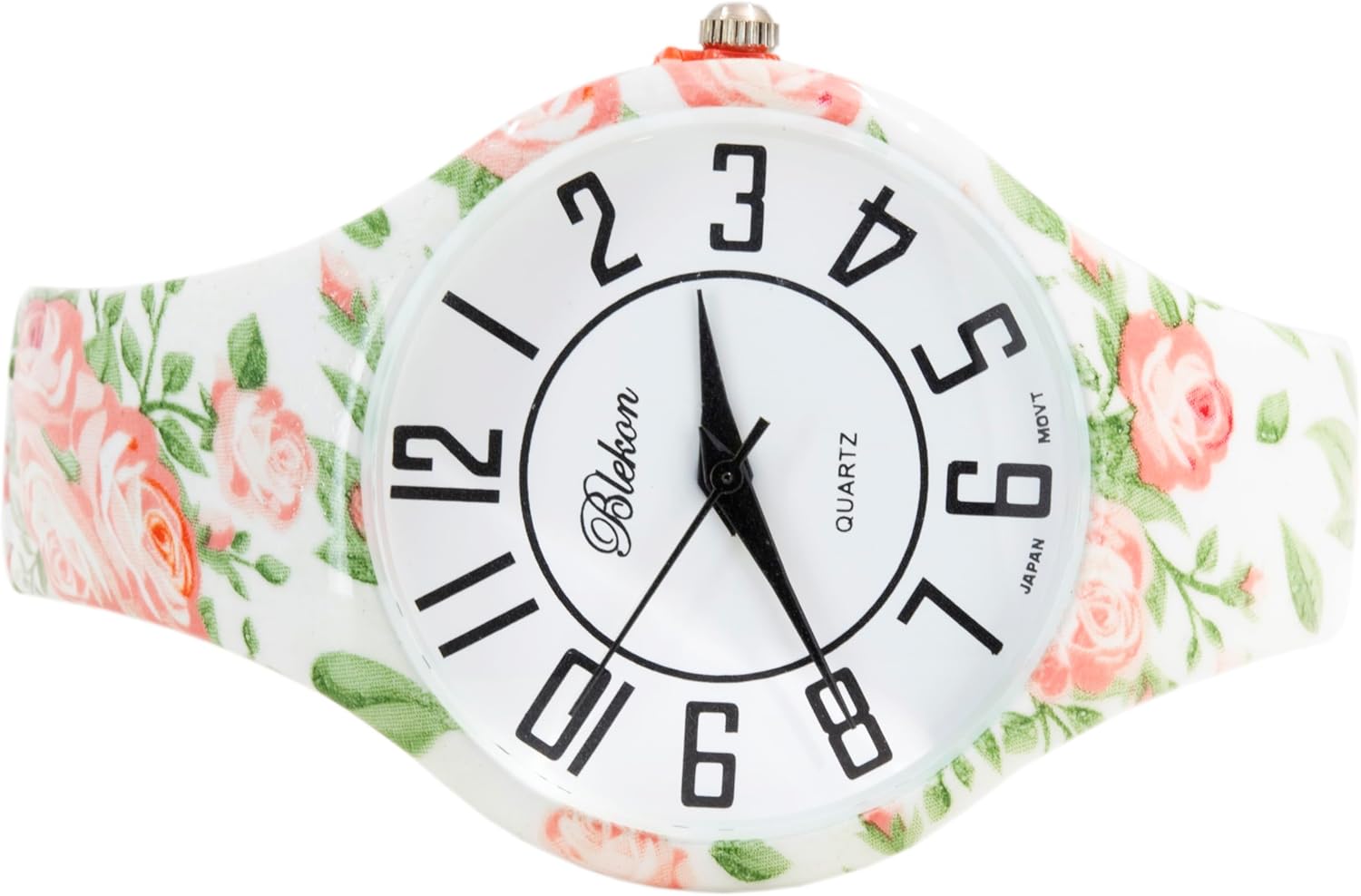 Blekon Collections Women’s Semi-Cuff Bangle Watch – Wide Bracelet Style with Large Dial, Elegant Floral Design, Fashion Jewelry Wristwatch, Stylish Dress Watch, Gift for Her