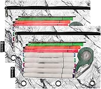 Vista 17 de Binder Pouch Purple Gold Shine Marble File Folder Sturdy Pencil Pouch for 3 Ring Binder Clear Window Office Desk Supplies Case Memento Holder with