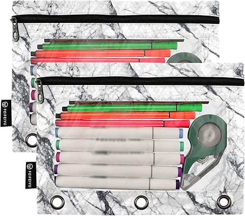 Miniatura 17 de Binder Pouch Purple Gold Shine Marble File Folder Sturdy Pencil Pouch for 3 Ring Binder Clear Window Office Desk Supplies Case Memento Holder with